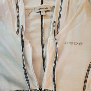 EUC SizeL White Bebe Hoodie with Swarovski Crystal